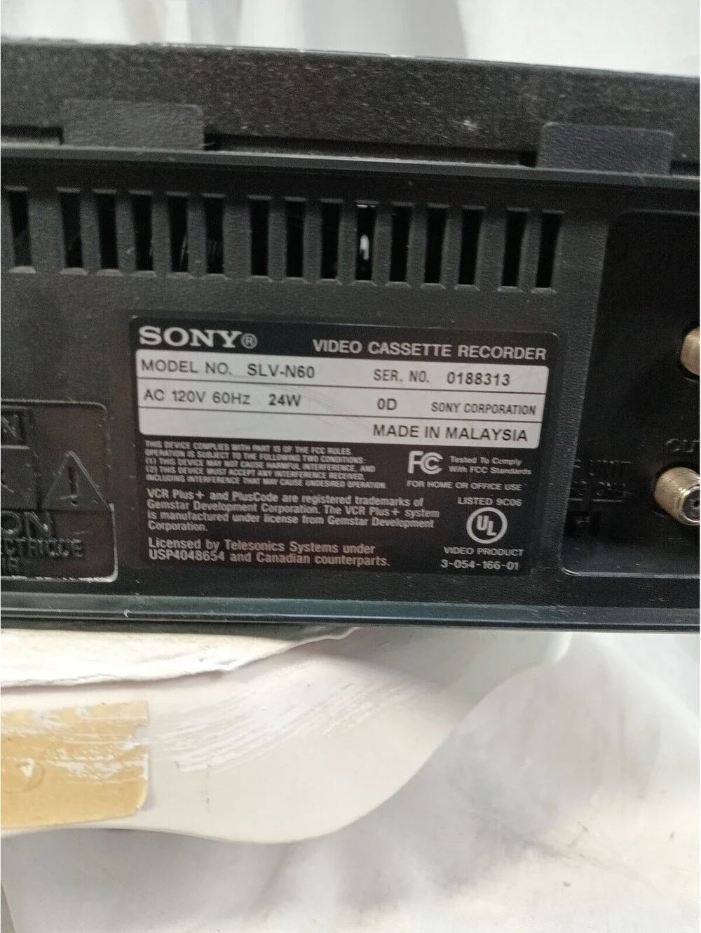 Sony SLV-N60 VHS VCR 4-Head Hi-Fi Stereo Video Cassette Recorder Tested Works